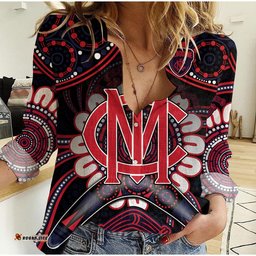 Demons Football Women Casual Shirt Boomerang Indigenous Dots