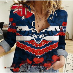 Cats Football ANZAC Women Casual Shirt Lest We Forget