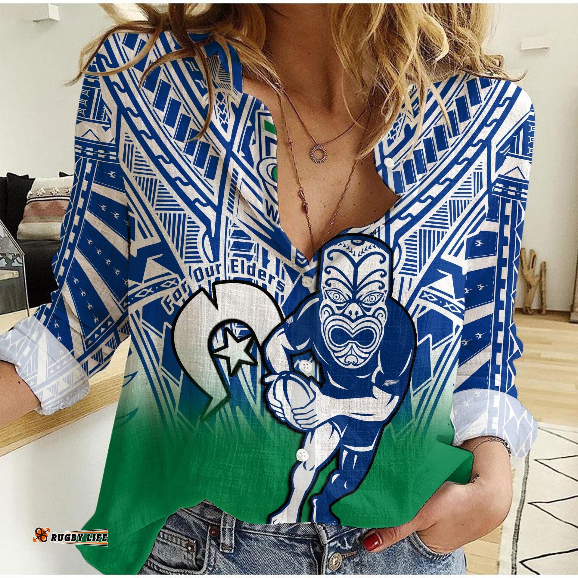 Warriors Rugby NAIDOC 2023 Women Casual Shirt New Zealand Tiki For Our Elders