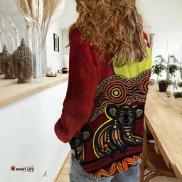 Aboriginal Woman Casual Shirt Australian Indigenous Koala
