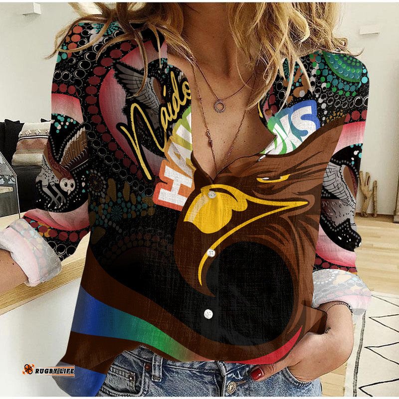Custom Personalised Pride Hawks Naidoc Week Aboriginal Woman Casual Shirt Sport Style
