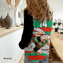 Custom Text And Number Rabbitohs Rugby 2023 Women Casual Shirt Glory Glory Souths Unique
