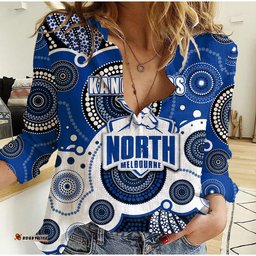 Custom Personalised And Number North AFL Women Casual Shirt Aboriginal Patterns
