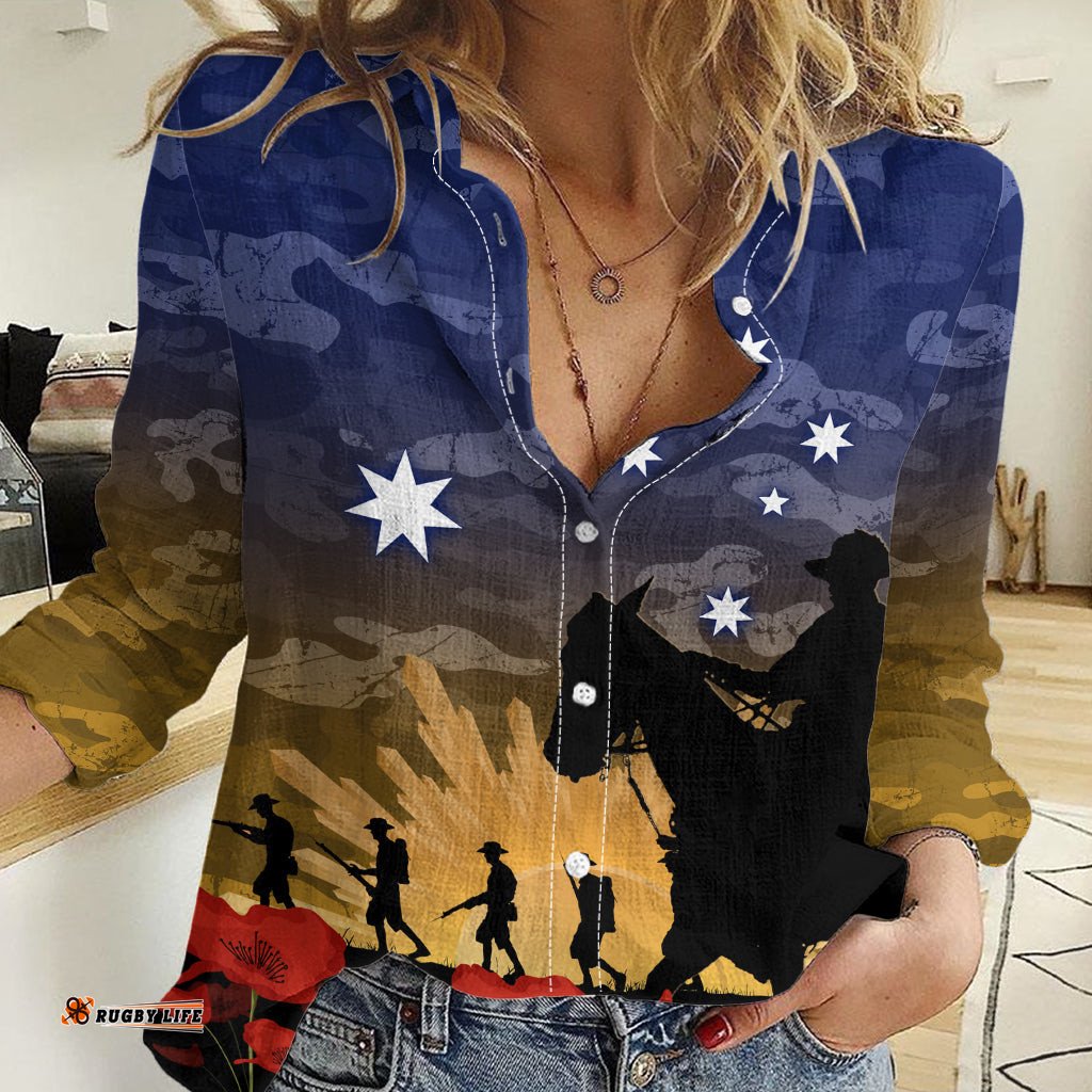 ANZAC DAY Women Casual Shirt Camo Style - Dawn Service