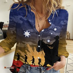 ANZAC DAY Women Casual Shirt Camo Style - Dawn Service