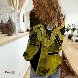 Women Casual Shirt Aboriginal Australian Boomerang and Snake Indigenous Art Ver.06