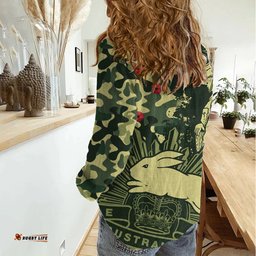NRL ANZAC 2023 Rabbitohs Women Casual Shirt Camouflage
