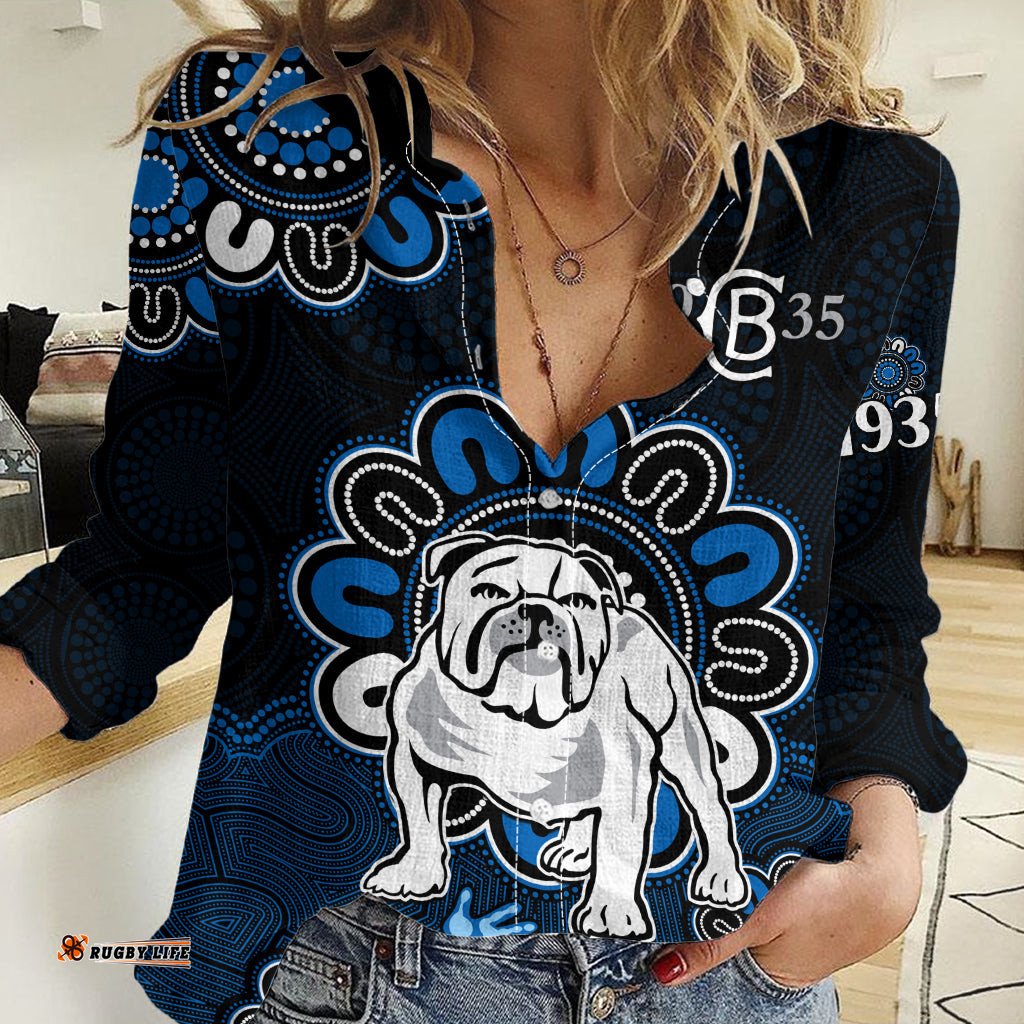 Custom Personalised NRL Canterbury-Bankstown Bulldogs Rugby Berries 1935 Aboriginal No2 Women Casual Shirt