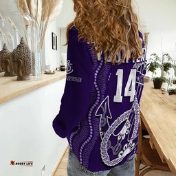 Custom Text And Number Dockers Football Women Casual Shirt Fremantle Anchor Mix Aboriginal Pattern Dynamic Style