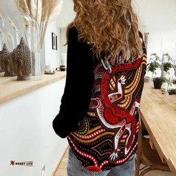 Custom Personalised Aboriginal Art Lizard Women Casual Shirt You Are Number One