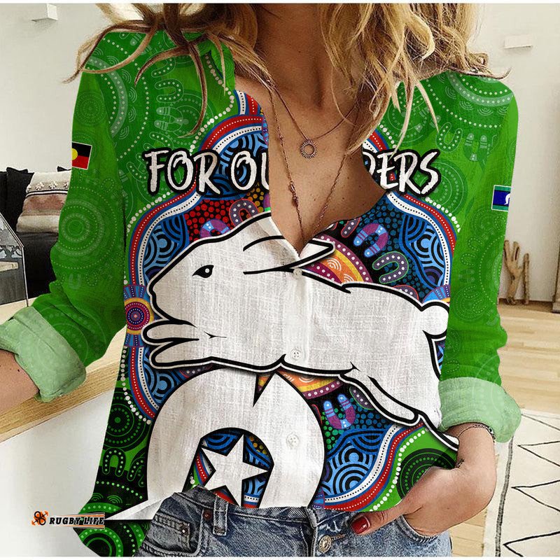 NAIDOC Week 2023 For Our Elders Women Casual Shirt Rabbitoths Indigenous No2