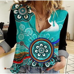 Custom Personalised Brisbane Heat Women Casual Shirt Cricket Indigenous Aboriginal Lizard Version
