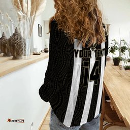 Custom Text And Number Magpies Football Women Casual Shirt Collingwood 1892 Indigenous Sporty Style