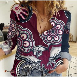 Custom Text And Number Sea Eagles Rugby Women Casual Shirt Simple Aboriginal 1946