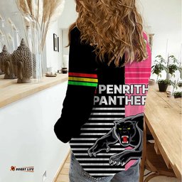 Penrith Panthers Rugby Women Casual Shirt Proud The Panthers Comeback Black and Pink