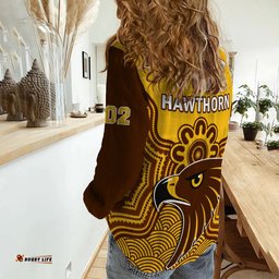 Hawthorn Football Women Casual Shirt Go Hawks 1902 Aboriginal Art