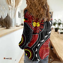 Australia Indigenous Women Casual Shirt Vote Yes Aboriginal Flag Color