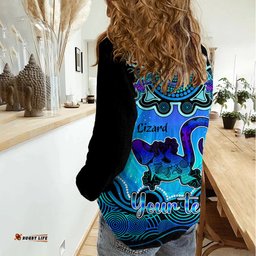 Personalised Australia Leo Lizard Zodiac Women Casual Shirt Auz Astrology Aboriginal - Aqua