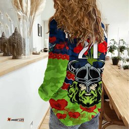Custom Text And Number Raiders Rugby ANZAC Women Casual Shirt Lest We Forget
