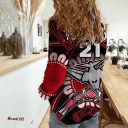 Custom Personalised Bombers Football Women Casual Shirt Boomerang Indigenous Dots
