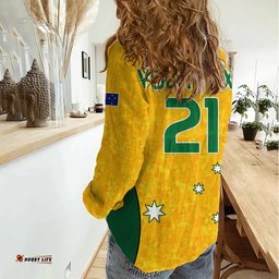 Custom Text And Number Australia Soccer Women Casual Shirt Socceroos With Kangaroo - Matildas 2023