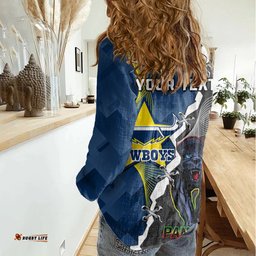 Personalised Panthers And Cowboys Rugby Women Casual Shirt Sporty Version