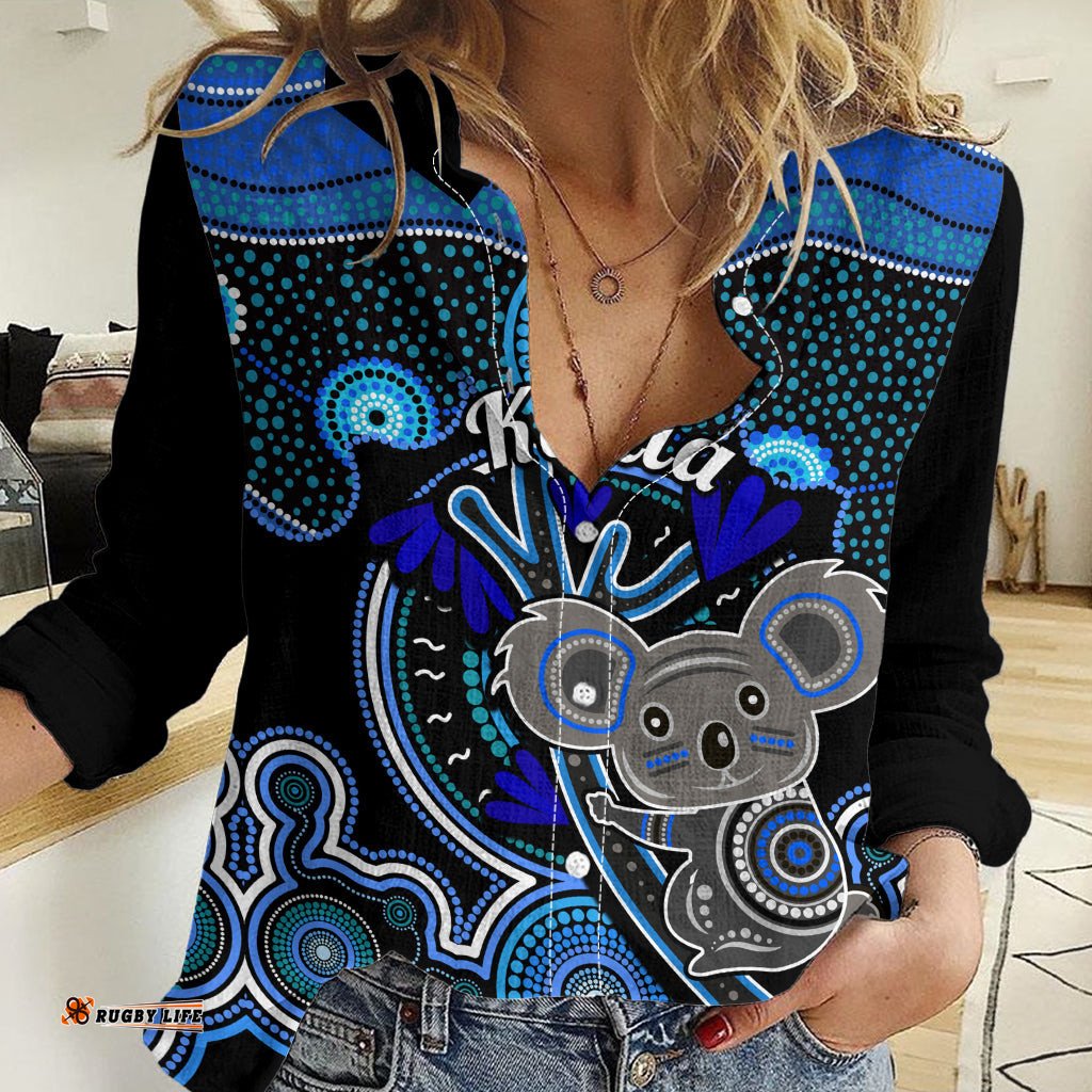 Personalised Australian Astrology Women Casual Shirt Aboriginal Koala Zodiac Sign