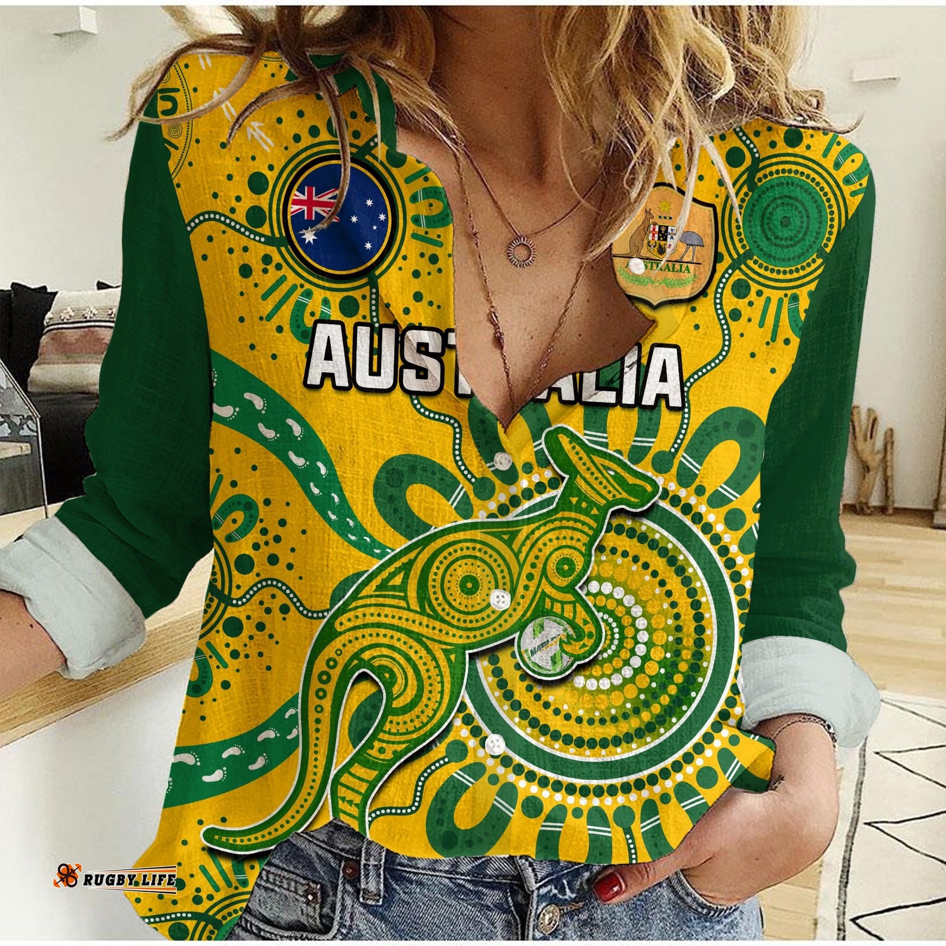 Custom Text And Number Australia Soccer Women Casual Shirt Kangaroos Matildas 2023 FIFA Womens World Cup