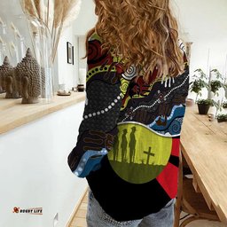 Australian Anzac Day Aboriginal Women Casual Shirt Sun Style