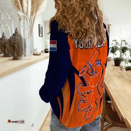 Custom Personalised Netherlands Cricket Women Casual Shirt T20 World Cup Nederland Lion