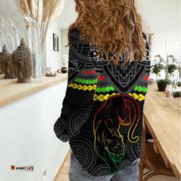Panthers Rugby Women Casual Shirt Polynesian and Aboriginal Vibe