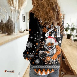 Custom Tigers Rugby Women Casual Shirt Chirstmas Vibe 2023