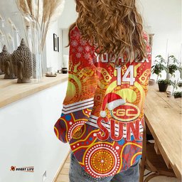 Custom Suns Football Christmas Women Casual Shirt Merry Xmas 2023 Mix Aboriginal Art
