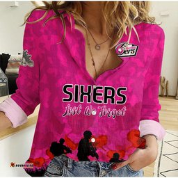Custom Text and Number Sydney Sixers Cricket Women Casual Shirt Anzac Day Camouflage Poppy Lest We Forget