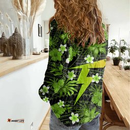 Australian Thunder Cricket Women Casual Shirt Baeuty Pacific Hibiscus and Polynesian Pattern