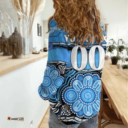 Custom Text And Number Blues Rugby Aboriginal Women Casual Shirt New South Wales State of Origin