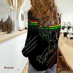 Custom Personalised Panthers Proud Women Casual Shirt Back to Back Premiers 2022 Version Black