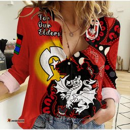 Custom Text And Number Dragons Rugby NAIDOC 2023 Women Casual Shirt For Our Elders Aboriginal