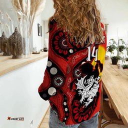 Custom Text And Number Dragons Rugby NAIDOC 2023 Women Casual Shirt For Our Elders Aboriginal
