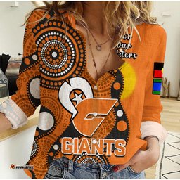 GWS Giants Football NAIDOC 2023 Women Casual Shirt Indigenous For Our Elders