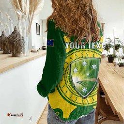 Personalised Australia Cricket Women Casual Shirt 2023 World Cup 6th Champions Trophy National Color