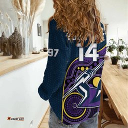 Custom Text And Number Storm Rugby Women Casual Shirt Est 1997 Indigenous Art