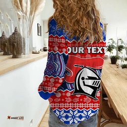 Custom Personalised Knights Aboriginal Rugby Novocastrians Christmas Vibe Women Casual Shirt