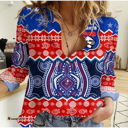Custom Personalised Knights Aboriginal Rugby Novocastrians Christmas Vibe Women Casual Shirt
