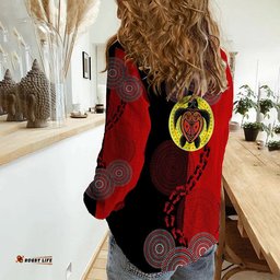 Aboriginal Dot Painting Turtle Women Casual Shirt Aboriginal Flag Style