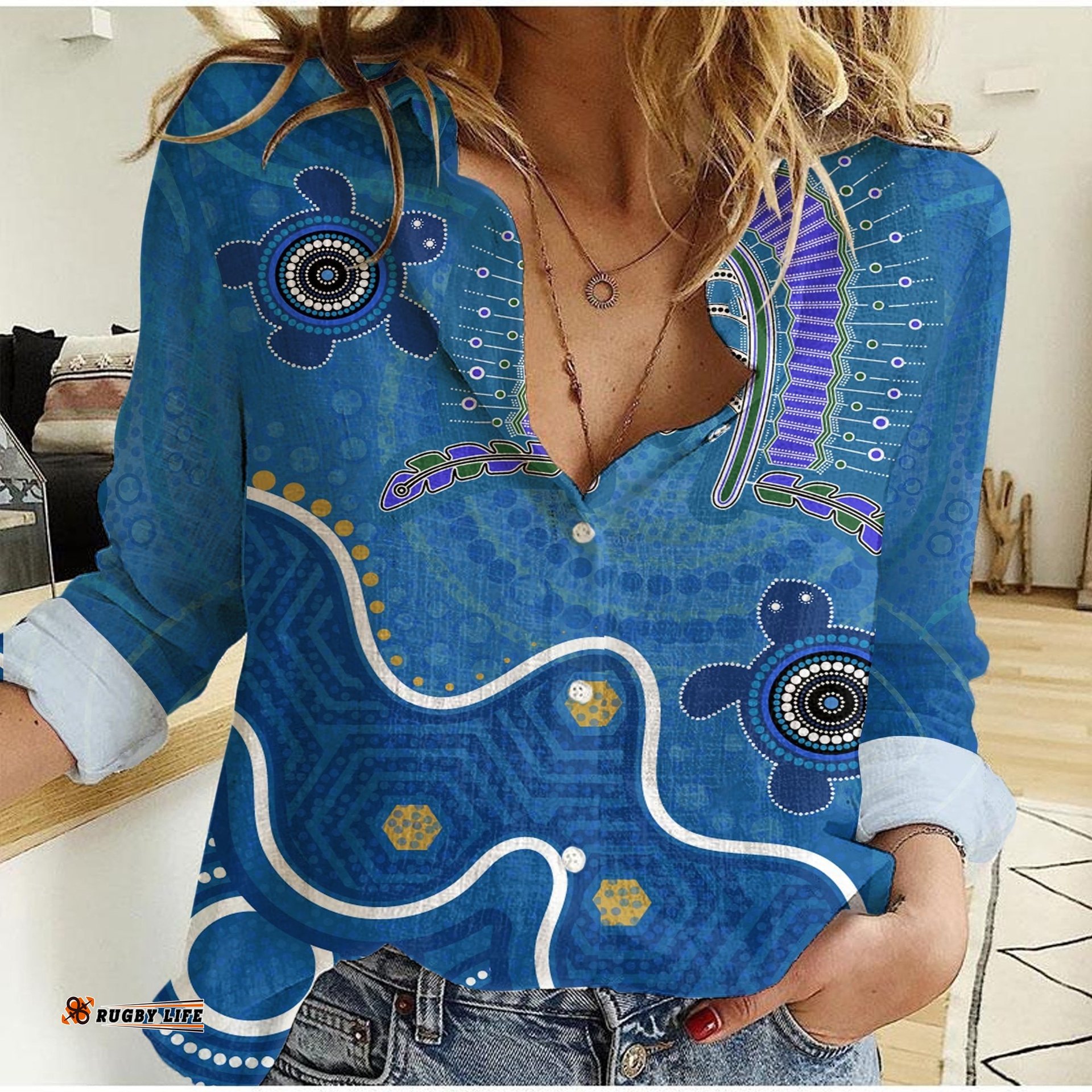 Torres Strait - Dhari And Turtle Women Casual Shirt