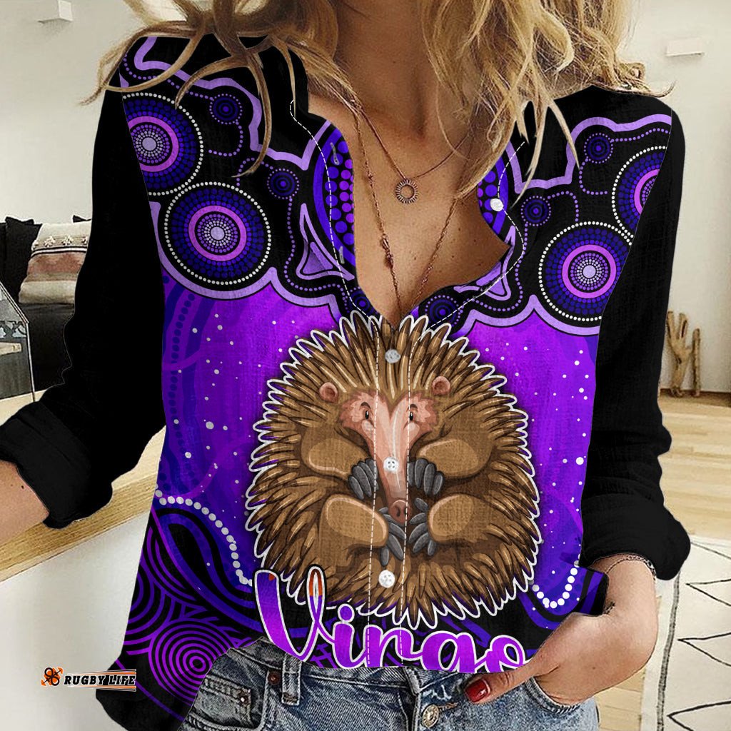 Personalised Australia Virgo Echidna Zodiac Women Casual Shirt Auz Astrology Aboriginal - Purple
