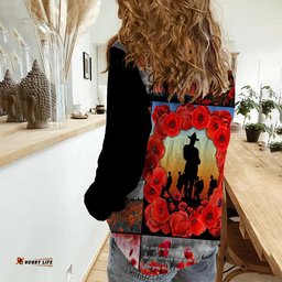 Anzac Day Lest We Forget Banner Women Casual Shirt
