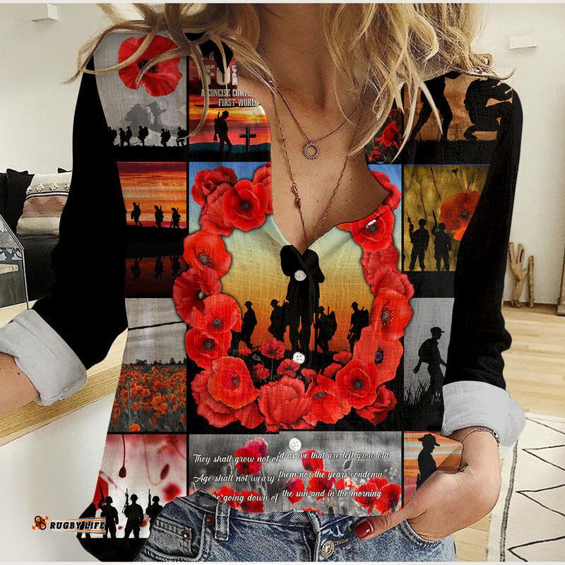 Anzac Day Lest We Forget Banner Women Casual Shirt