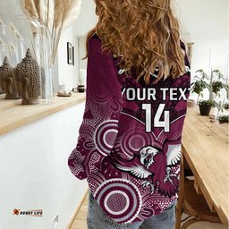 Personalised Sea Eagles Rugby Women Casual Shirt Aboriginal Mix Polynesian Pattern